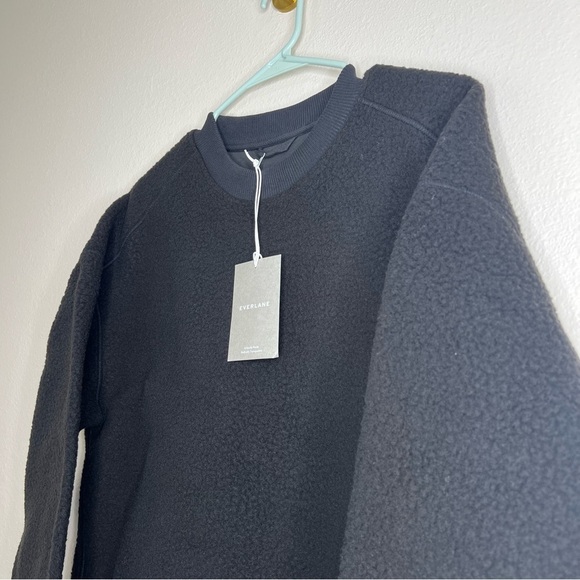 Everlane Black The ReNew Fleece Oversized Crew Teddy Sweatshirt Sz S NWT - Picture 3 of 13
